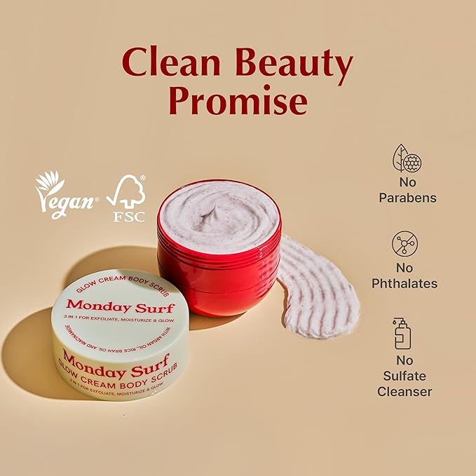 K Body Scrub Cream with Glycolic Acid – Moisturizing Vanilla floral Scent Exfoliating Scrub for Shaving Prep & Bumpy Skin – Vegan, Microplastic-Free, 9.5 oz