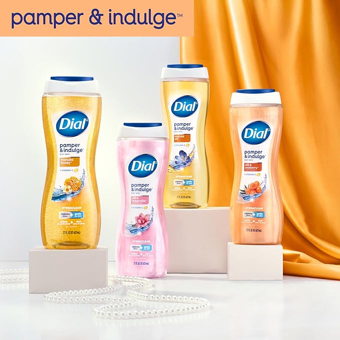 Dial Body Wash, Pamper & Indulge, Silk & Magnolia, 16 fl oz (Pack of 4)