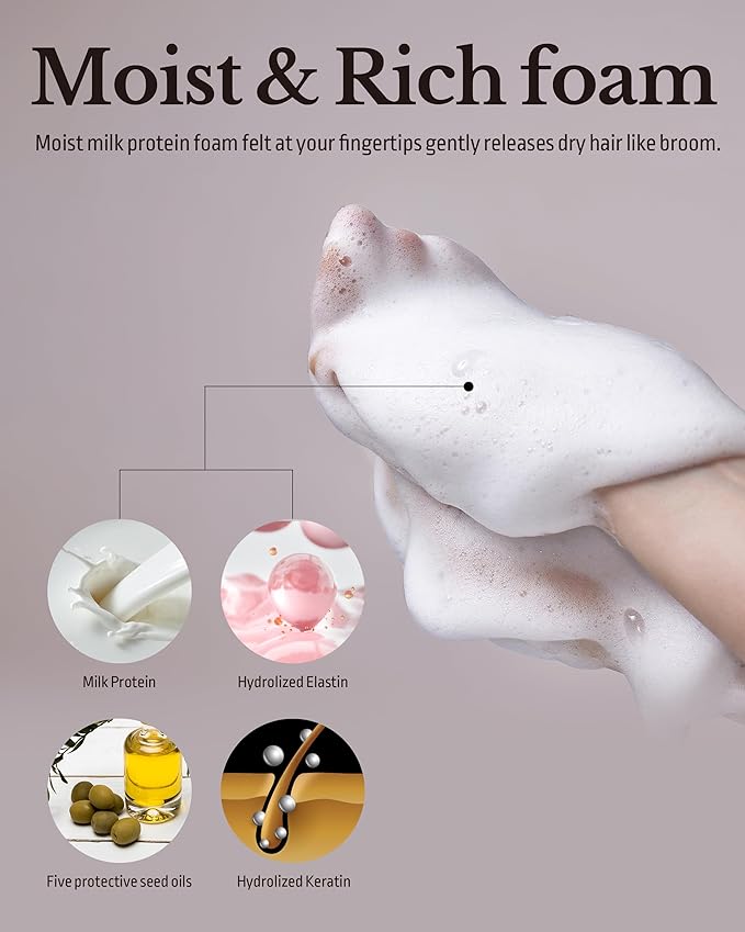 Milk Protein Intensive Shampoo - Korean Volumizing and Hair Loss Relief Perfume Shampoo for Damaged Hair - Subtle Verbena Lavender Scent - pH5.5 Scalp Purifying, 16.9 fl.oz.