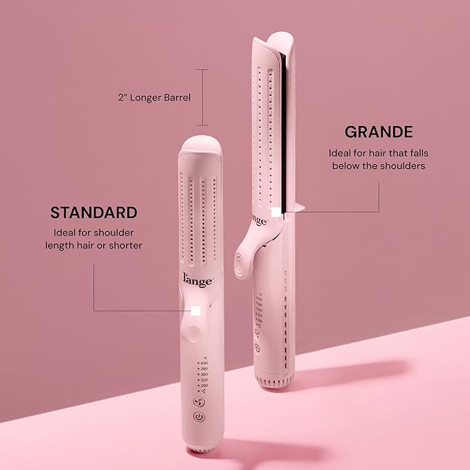 L'ANGE HAIR Le Duo Grande 360° Airflow Styler | 2-in-1 Curling Wand & Titanium Flat Iron Professional Hair Straightener and Curler with Cooling Air Vents to Lock in Style (Blush)