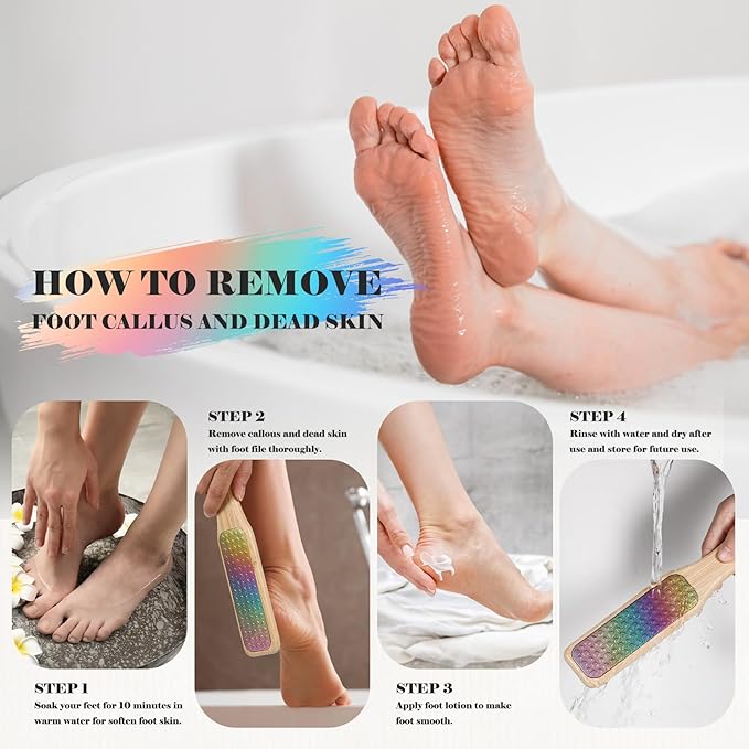 BALUCA Hard Skin Remover Foot File - Foot Callus Remover, Durable Foot Scrubber, Dead Skin Remover, Hygienic Pedicure Tool, Long Lasting Foot Buffer, Soft Smooth Feet (Bamboo)