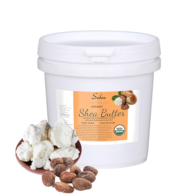 7 Lbs USDA Organic Refined Expeller Pressed Shea Butter White- Cosmetic Grade-Cruelty Free-Vegan-Soap Making-Skin Care-Bulk Size