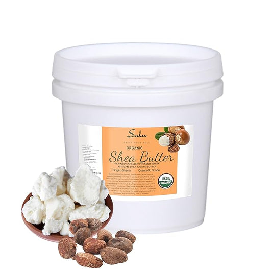 7 Lbs USDA Organic Refined Expeller Pressed Shea Butter White- Cosmetic Grade-Cruelty Free-Vegan-Soap Making-Skin Care-Bulk Size