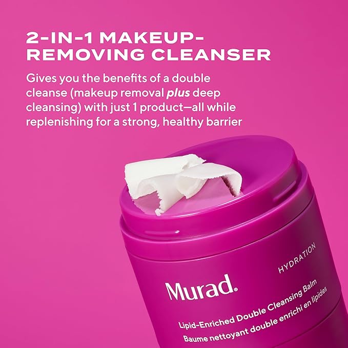 Murad Lipid-Enriched Double Cleansing Balm - Hydrating Balm-to-Oil Face Cleanser & Makeup Remover – Removes Long-Wear Makeup & SPF – Barrier Repair with Ceramides & Camellia Oil – 1.7 Fl Oz