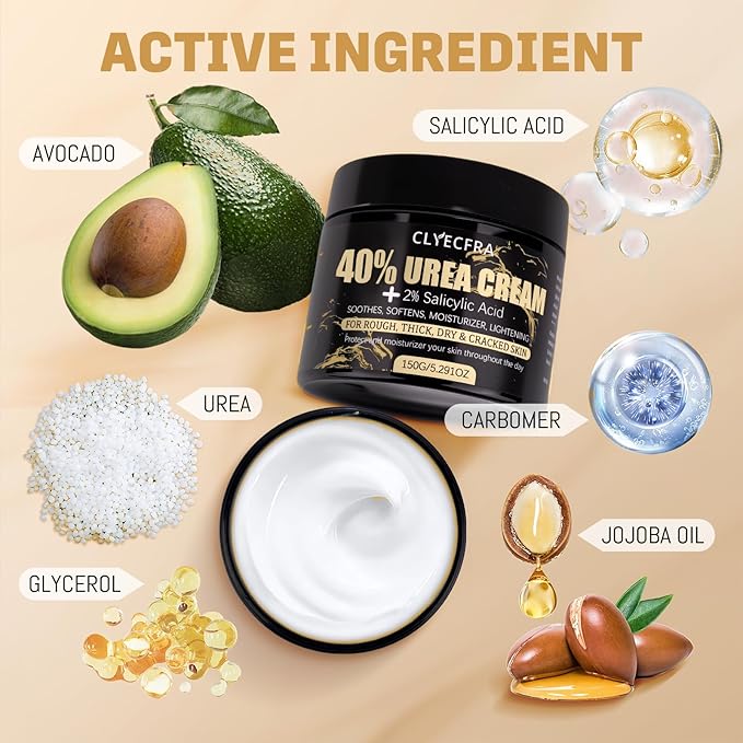 40% Urea Cream with 2% Salicylic Acid, Urea Cream 40 Percent for Feet & Hands- Maximum Strength Moisturizer for Rough, Dry, Thick & Cracked Skin, Callus Remover, Deep Hydration, 150g