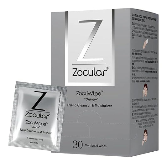 Zocular - Zocuwipe Eyelid Wipes with Natural Okra Complex - Eyelid Cleanser and Moisturizer Pads - Eyelid Cleansing Wipes - Blepharitis Treatment - 40ct