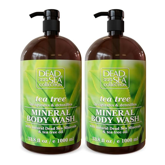 Dead Sea Collection Tea Tree Body Wash for Women and Men - with Pure Dead Sea Minerals and Tea Tree Oil - Cleanses and Moisturizes Skin - Pack of 2 (67.6 fl. oz)