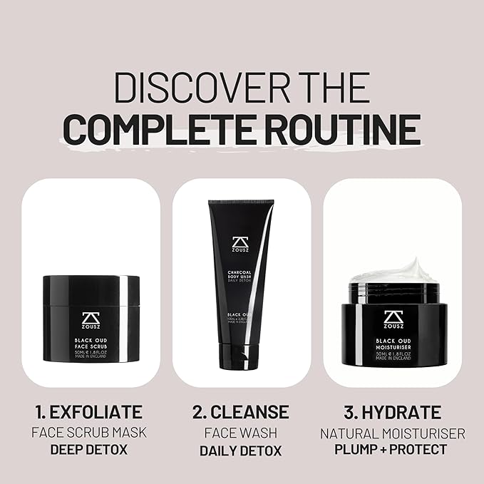 ZOUSZ Black Oud Charcoal Face Wash for Men – Daily Detox Activated Charcoal Face Cleanser – Premium Mens Skincare – Refreshing Face Wash Gift for Men, 100ml