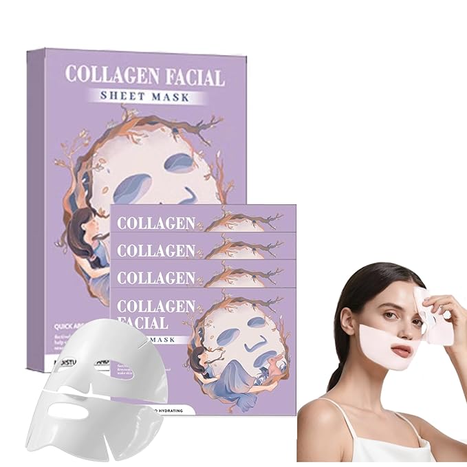 Bio-Collagen Overnight Face Mask,Glass Glow Hydrogel Face Masks, Collagen Face Mask, Korean Glass Skin Facial Sheet Masks, Wake up Glass-Like Skin