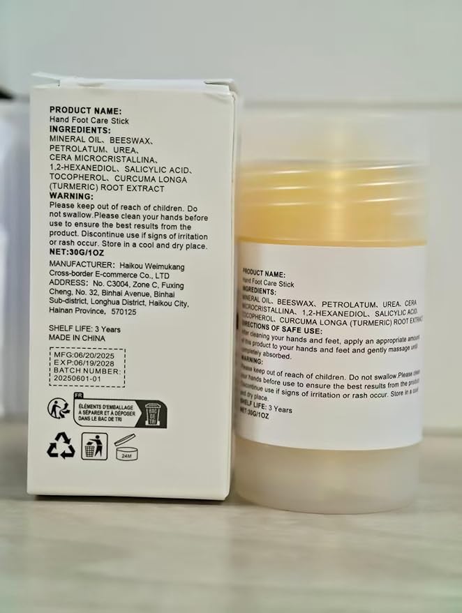 60% Urea Cream with 2% Salicylic Acid Foot Balm, Portable Hand Cream, Foot Cream for Dry Cracked Heels and Feet Hand, Urea Heel Care Stick Callus Remover & Skin Softener, 1oz