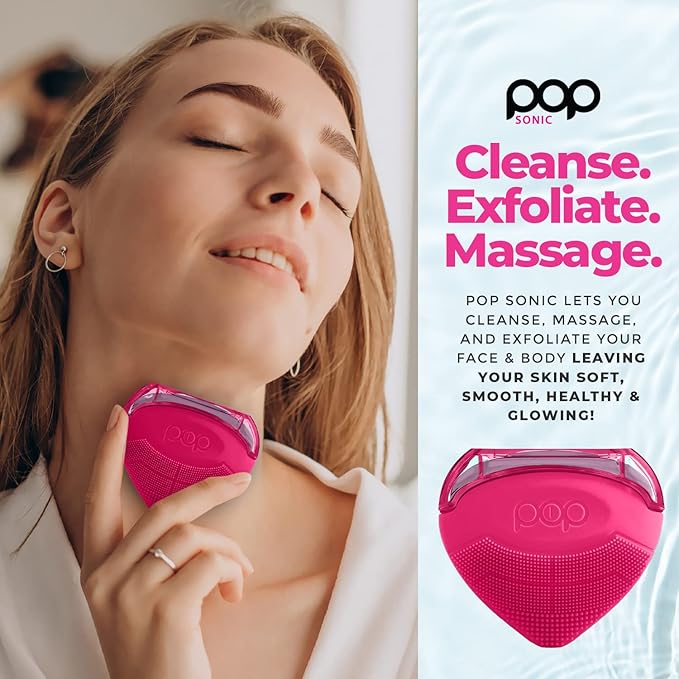 Pop Sonic Strawberry 3 in 1 Skin Exfoliating Cleanser Clean Massage Exfoliate - Pink