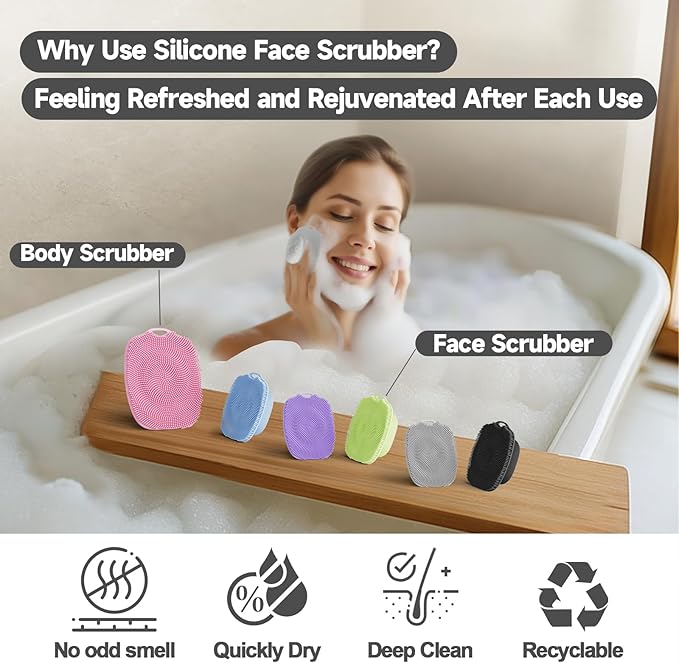 2 PCS Face Scrubber, Soft Silicone Face Exfoliator with Suction Cup for Man and Women Deep Skin Clean, Gentle Facial Cleaning Brush Suitable for All Sensitive Skin(Gray)