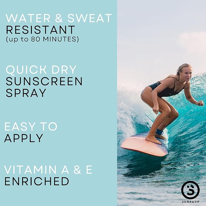 Surface Dry Touch Spray Sunscreen, Water Resistant, UVA/UVB Broad Spectrum, Fast Drying Protection, PABA Free - 6oz - SPF 50-3 PACK