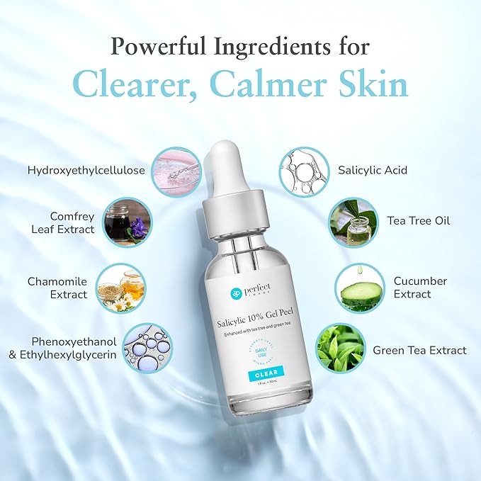 Salicylic 10% Gel Peel, Breakout and Pore Minimizer and Cleanser, 15-30 Full Facial Chemical Peels, 1 fl oz. e, 30 mL – Perfect Image