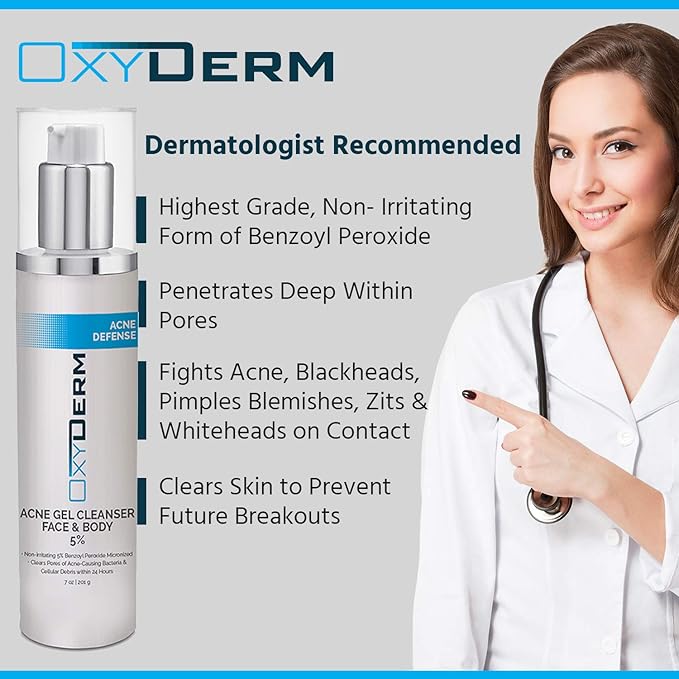 Acne Face wash Treatment with Benzoyl Peroxide 5% - Clinically Proven Wash to Fight Acne Blemishes on Contact. Eliminates Cystic Breakouts, Oily Skin, Clogged Pores, Blackhead, Whitehead, & Pimples.
