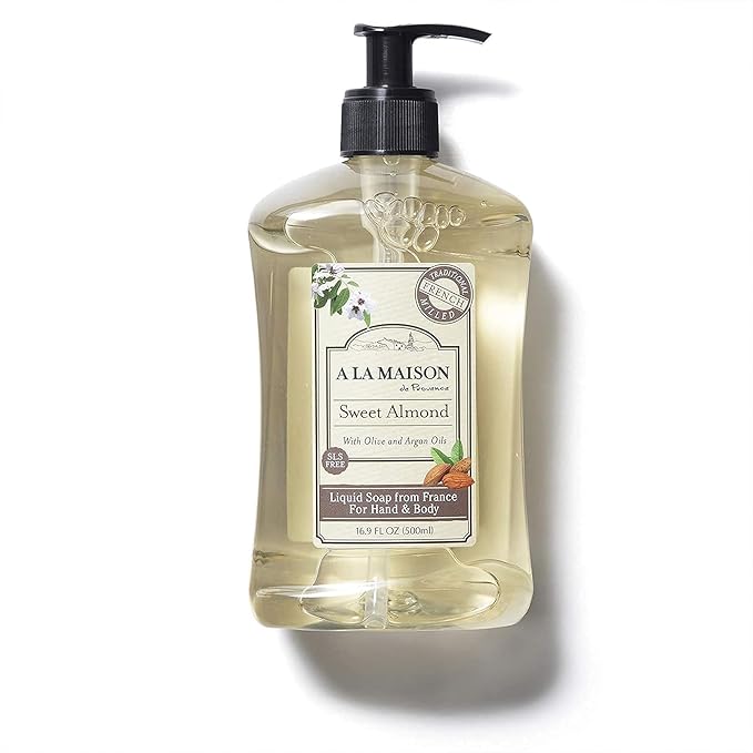 A LA MAISON French Liquid Hand Soap, Almond - Natural Hand Wash Made with Essential Oils - Biodegradable, Plant-Based, Vegan, Cruelty-Free, Alcohol & Paraben Free (16.9 oz, 6 Pack)