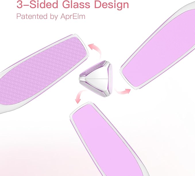 3-Sided Glass Foot Callus Remover, Professional 3-in-1(Coarse, Medium, Fine) Foot File, Pedicure Tools for Feet Hard Skin Smooth Polishing (Pink)