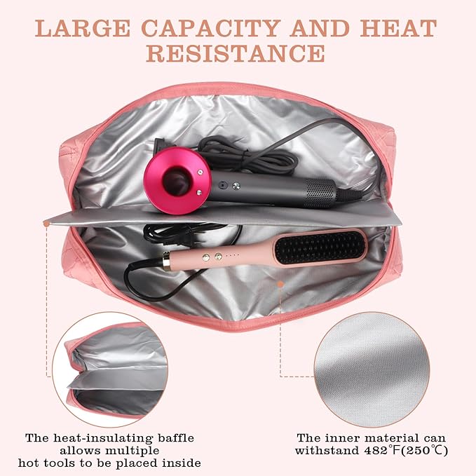 Large Hot Hair Tools Organizer Bag Portable Travel Heat Resistant Storage Case Pouch for Curling Irons, Flat Irons, Hair Straighteners and Styling Tools(17.7" x 3.9")