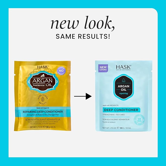 HASK Charcoal Clarifying Dry Shampoo Duo (4.3oz-Qty 2) & Argan Oil Repairing Deep Conditioner Packette, Aluminum-Free, Sulfate-Free, Paraben-Free, Color Safe, for All Hair Types