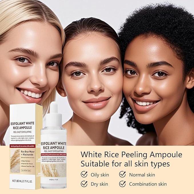 Peel Shot Glow Rice Peeling Ampoule, Soft Exfoliating Face and Body Scrub, Korean Skincare-80ml