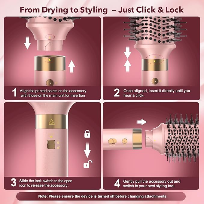 StyleVibe 8-in-1 Air Styler, Hair Dryer & Blow Dryer Brush with Travel Case - Auto Wrap Curls (L/R), Fast Drying, Thermal Round Brush for Smooth Blowouts & Frizz-Free Volume, No Heat Damage