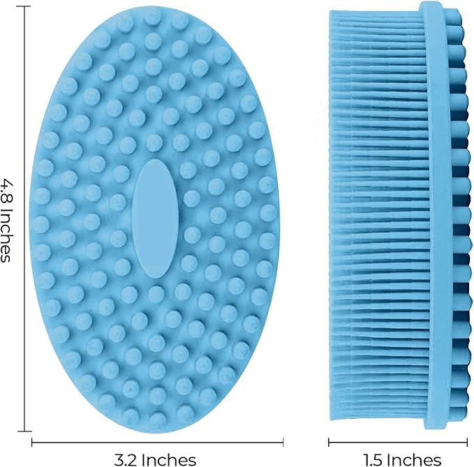 Silicone Body Scrubber - Dual-Sided for Scrubbing & Massaging, Exfoliating Body Scrubber Loofah for Women (Blue)