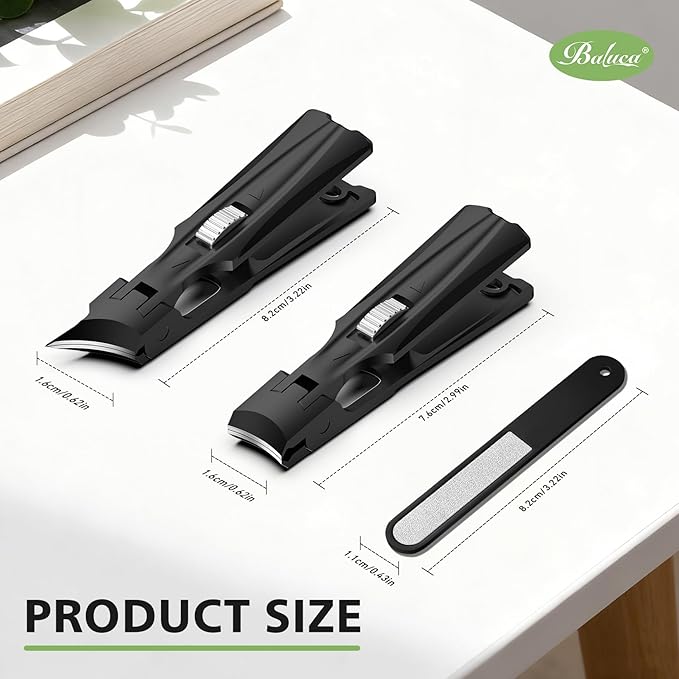 BALUCA Heavy Duty Toenail Clippers for Men & Seniors - Ultra Sharp Wide Jaw Nail Clipper for Thick & Ingrown Toenails, Long Handle Toe Nail Clipper for Seniors, Anti-Splash Design & Safety Lock