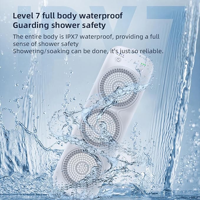 Electric Back Scrubber for Shower, Wall Mounted Electric Shower Back Scrubber, Dry Brushing Body Brush for Bathing, Cleansing, Exfoliating and Massaing, with 3 Spin Skin Bath Brush Heads