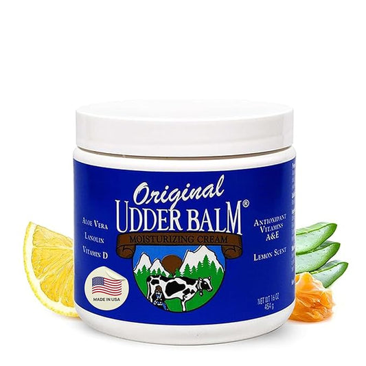 Original Udder Balm Jar - Made in USA - Extra Thick Udder Cream & Hand Balm for Dry Skin, Cracked Heels, Rough Hands – Deep Moisture Heel Cream & Foot Moisturizer with Aloe Vera, 16 Fl Oz