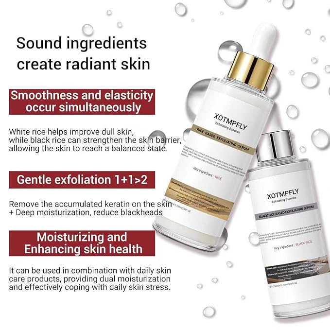 Black Rice Exfoliating Peel Shot - A Gentle Facial Exfoliator with Black Rice Essence, Helping to Improve Roughness and Reinvigorate with Water for All skin care.