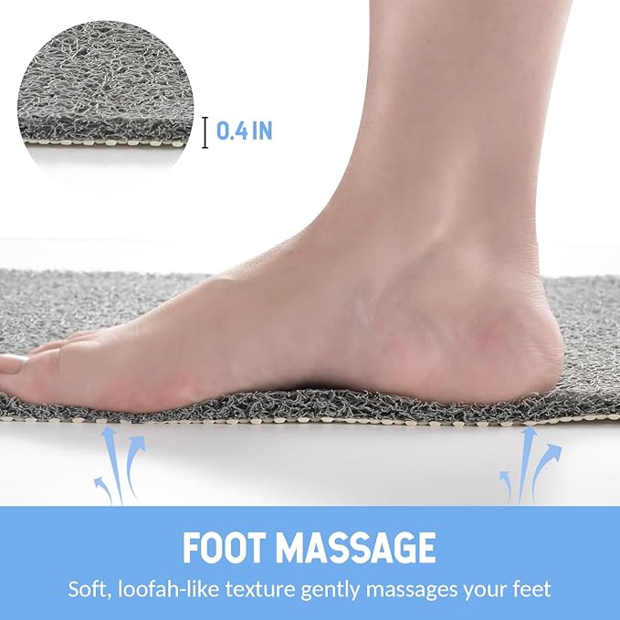 Non-Slip Bathtub Mat, Anti Slip Shower Mat, Fast Drying Bathtub Mats, Foot Scrubber Mat, Anti Slip Mat for Tub, Floor, Bathroom, Kitchen, Home, Hotel (Grey 71"×24")