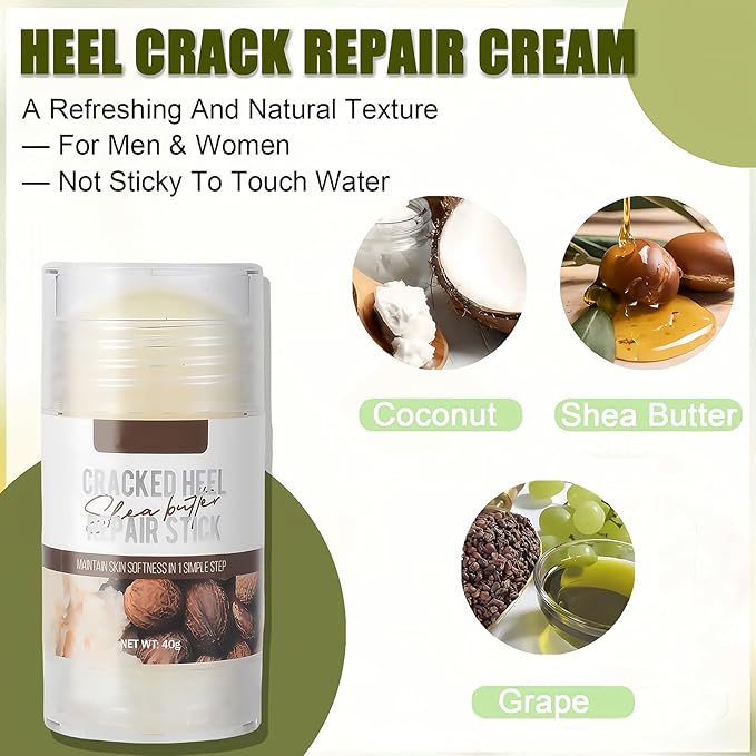 Shea Butter Hydrating Foot Cream, Coconut Nail Softening Hand and Foot Cream Balm Stick, Gentle Soften Heel Balm That Improve Dry Skin for Men Daily Skin Care, 1.41 Oz 1Pc