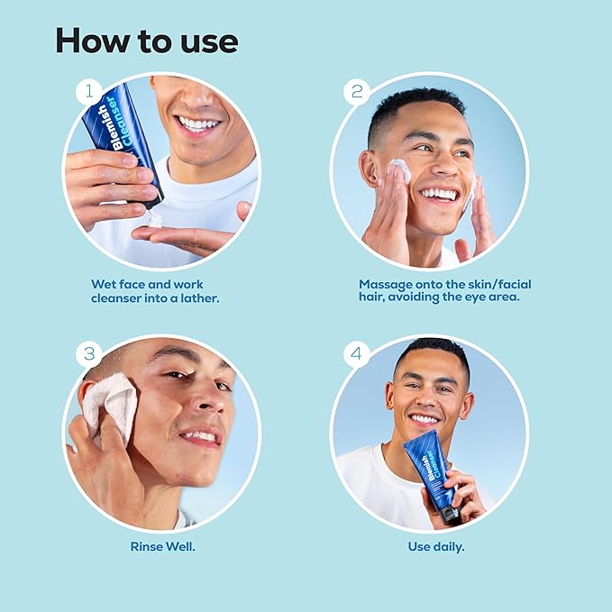 Hanhoo Men’s Blemish Cleanser, 5.07 Fl. Oz., with Bamboo, Sea Salt, and Hyaluronic Acid, Daily Facial Cleanser, Clears Away Dirt and Oil, Pre-Shave Face Wash, For Acne-Prone Skin, Korean Skincare