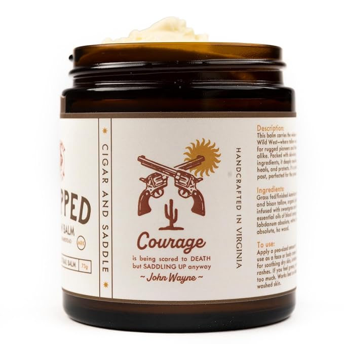 – Beef Tallow for Skin – John Wayne Inspired Whipped Tallow Balm – All-Purpose Moisturizer with Bison Tallow – Cigar and Saddle Scent – 2.6 oz