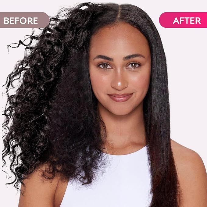 LANVIER Hair Straightener Brush, Ionic Straightening Brush with Infrared, Wide Plate Heated Smoothing Comb with Negative Ions, 32 Temps, Dual Voltage, Flat Iron Comb Styler for All Hair Type