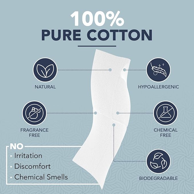 100% Pure Cotton Face Towels – 240 Count Large Disposable Wash Cloths for Face Washing, Makeup Removal & Acne Care | Ultra Soft, Hypoallergenic & Fragrance-Free
