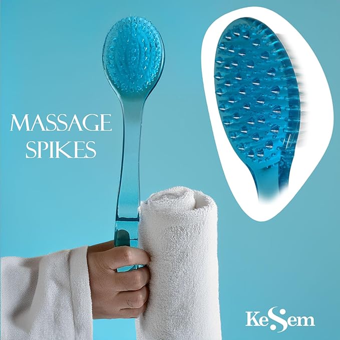 2 Pack Back Scrubber Shower Brush with 14 inch Long Handle, Soft Bristles Full Body Skin Exfoliator for Bath Wet or Dry Brush for Men & Women (14")