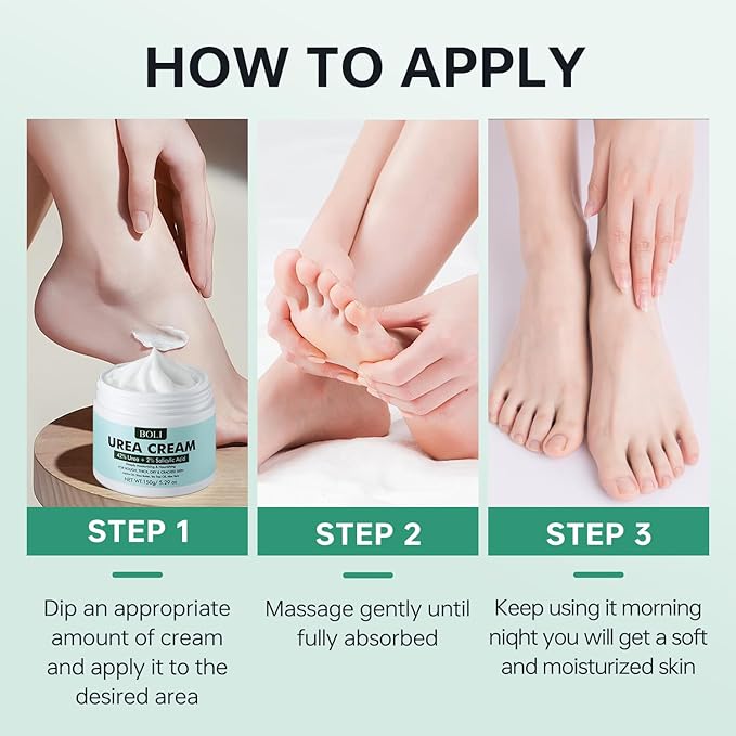 BOLI Urea Cream 42 Percent, Plus 2% Salicylic Acid, Foot Cream for Thick, Cracked, Rough & Dry Skin, Deep Moisturizer for Feet, Elbows, Hands and Knees (5.29 oz)