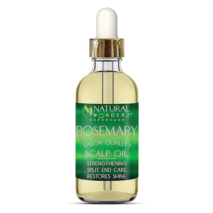 Natural Wunderz Rosemary Hair Oil, Supports Hair Growth, Thickening Serum and Strengthening Split End Case for Dry and Damaged Hair, Sulfate Free and Vegan Friendly, 4 Fl Oz