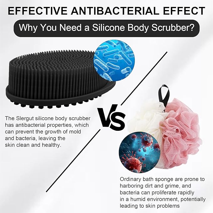 Soft Silicone Body Scrubber, 3 PCS Exfoliating Silicone Loofah, Body Scrubber Shower Brush Exfoliating and Massage 2 in 1, Bath Shower Brush for Cleaning Sensitive Skin Kids Women Men, Lather Well