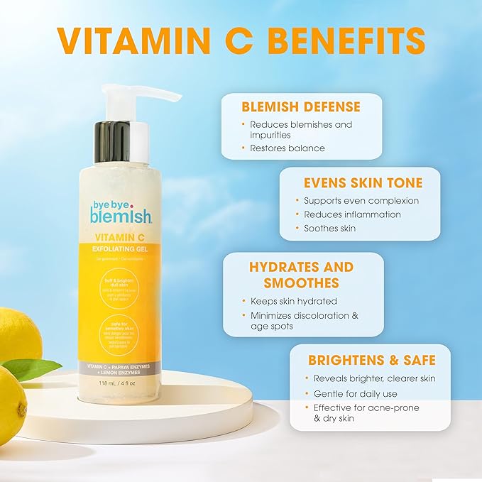 Bye Bye Blemish Vitamin C Gel Exfoliator | Gentle Exfoliating For Face | Face Scrubbing Wash For Brightening And Blemishes