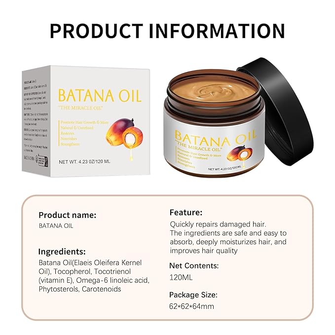 100% Natural Raw Batana Oil for Hair Growth,Organic Raw Prevents Hair Loss, Leaves Hair Smoother, with Keratin, Coffee Extract & Other Ingredients to Enhance Efficacy for Thicker ﻿ (Pack of 2)