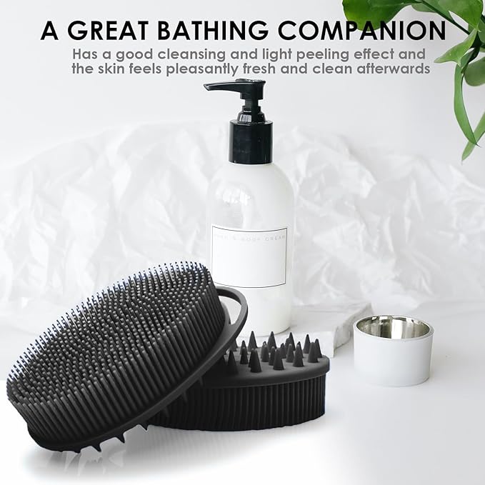 Silicone Face & Body Brush Applicator & Scrubber - 2-in-1 Facial Mask Spatula for Cream/Lotion/Clay & Exfoliating Body Brush, Hygienic Shower Sponge Glove for Wet/Dry Brushing, Replaces Tradit