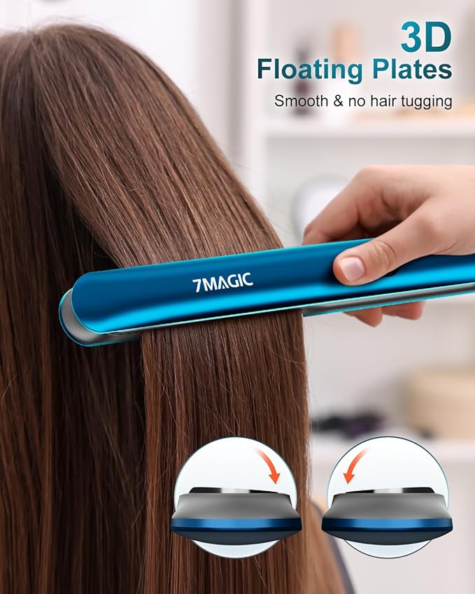 7MAGIC Hair Straightener, Ceramic Flat Iron with LCD, Professional 2 in 1 Hair Iron for Thick Hair, 11 Heat Settings Styling Tool
