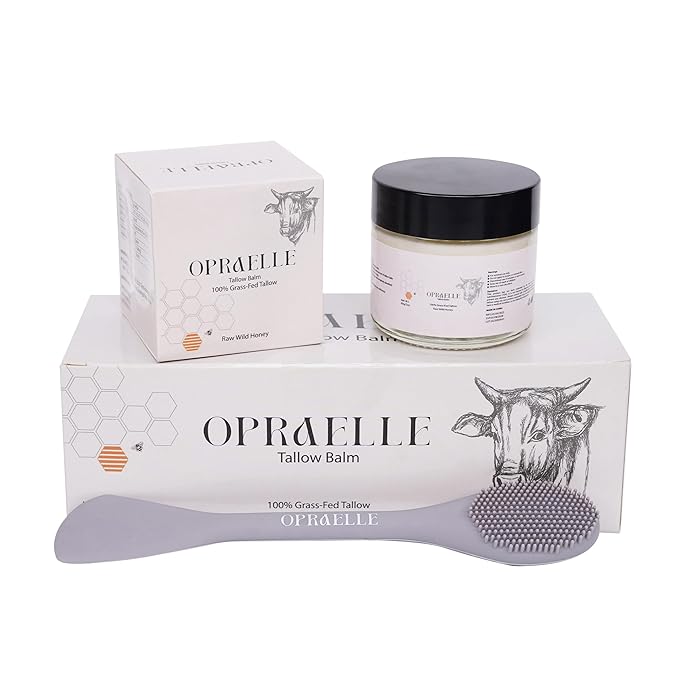 Beef Tallow Moisturizer for Face & Body – Tallow & Honey Balm for Deep Hydration – 100% Natural Skin Cream for Dry, Sensitive & All Skin Types, Nourishing Moisturizing Balm – 2oz + Applicator