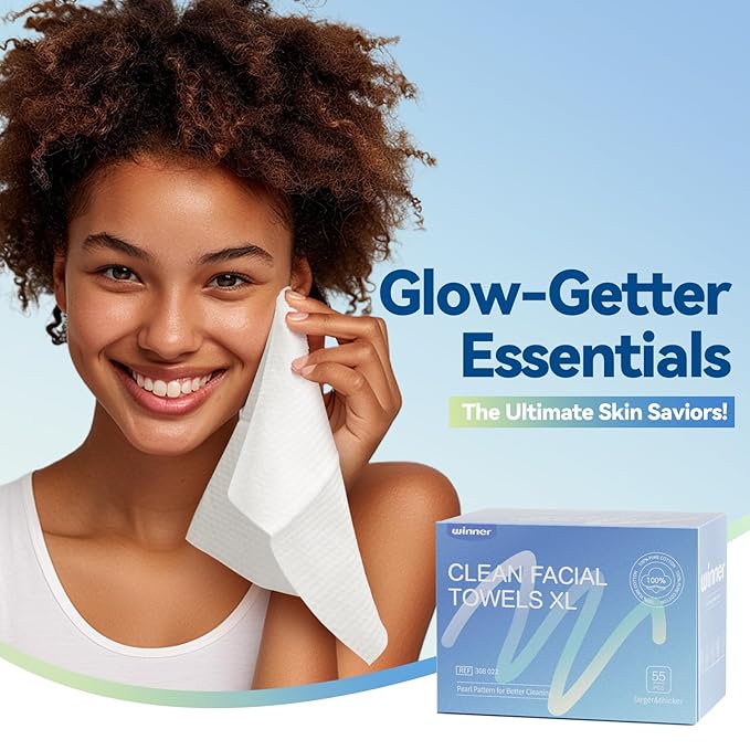Winner Face Towels, 100% USDA Biobased Facial Towelettes XL, Disposable Face Towel for Sensitive Skin, Ultra Soft Makeup Remover Dry Wipes, Odor-Free, 220 Count, 4 Pack