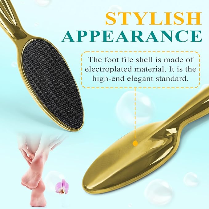 Glass Foot File, Foot Scrubber for Hard Skin Remover - Foot Callus Remover, Pedicure Tools for Feet Dead Skin, Foot Care for Women and Men, Gentle Effective Heel Scraper (Gold)