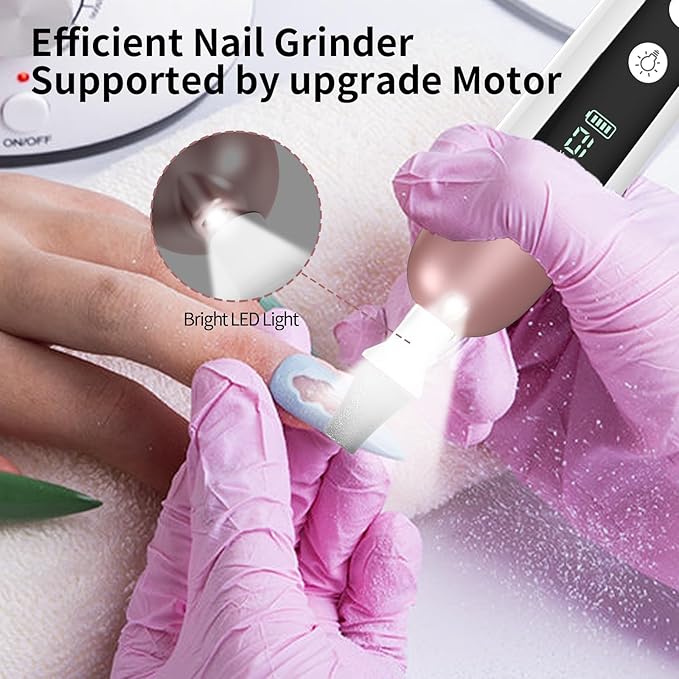 Cordless Electric Nail File Set, Professional Manicure Pedicure Kit with Memory Modes, 10 Speed Portable Nail Drill Machine, Pedicure Tools for feet, Hand Foot Care Tool for Thick Nail Toenail Cuticle
