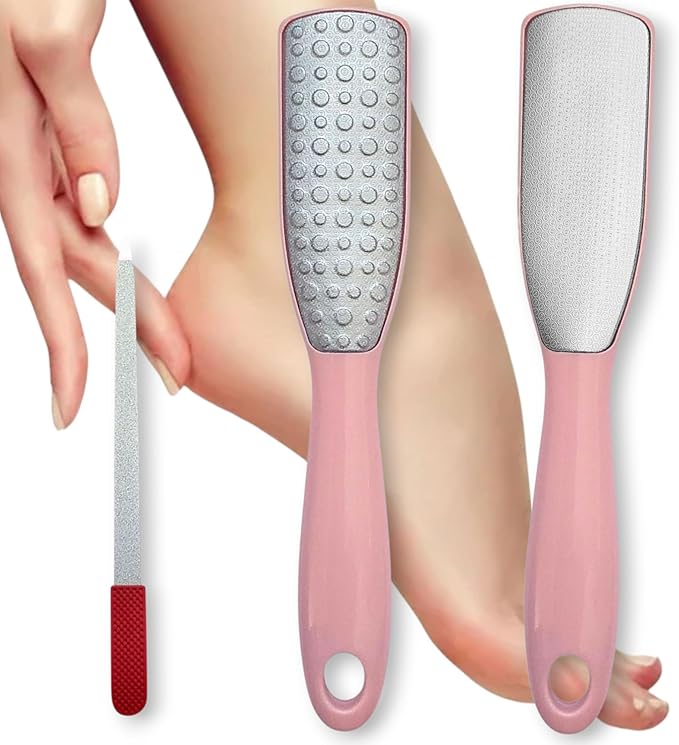 Professional Foot File & Callus Remover 2-in-1 Set – 9.6" Foot Rasp with 6.7" Nail File Included–Elite Pink Sapphire–Dual-Sided, Durable & Hygienic Pedicure Tool for Smooth, Soft Feet–Wet & Dry Use
