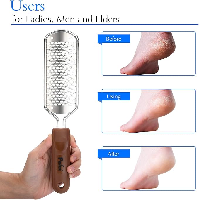 Professional Pedicure Foot File, Colossal Stainless Steel Detachable Foot Scrubber, Hard Skin Removers Pedicure Rasp for Wet and Dry Feet